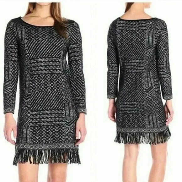 NWT Lucky Brand Boho Fringe Sweater Dress - Picture 1 of 8